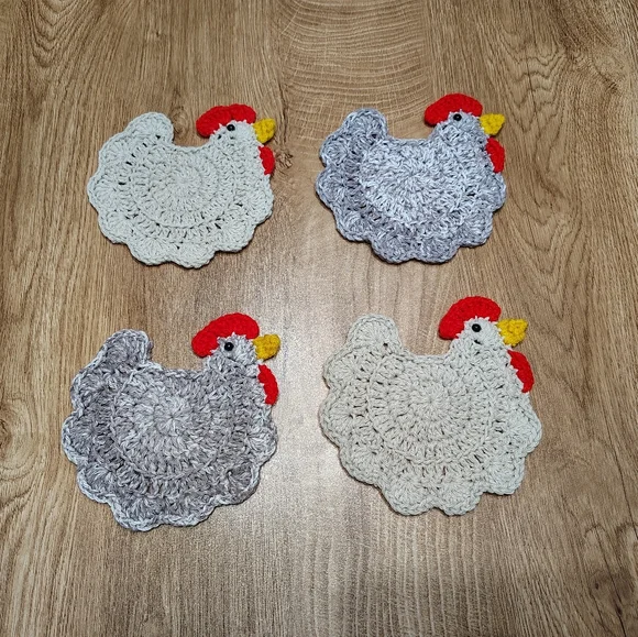Handmade Set Of 4 Chicken Coasters - Picture 2 of 4